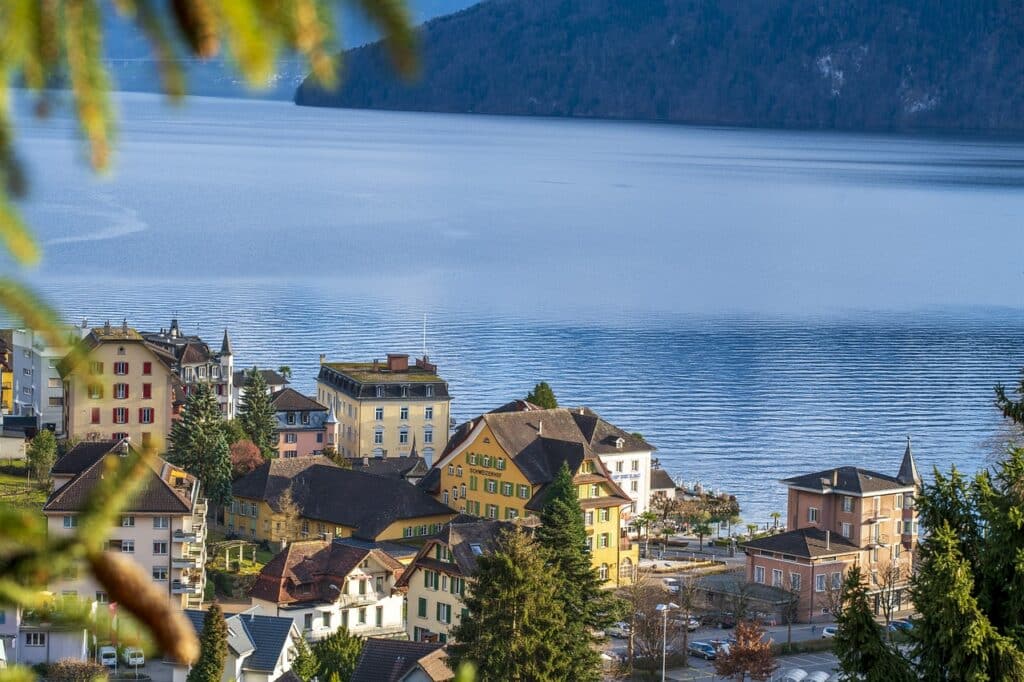 Swiss lake and mountains, Switzerland