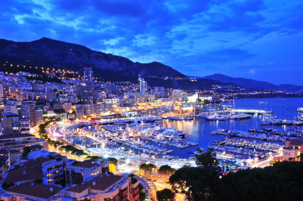 Monaco residential towers and hillside